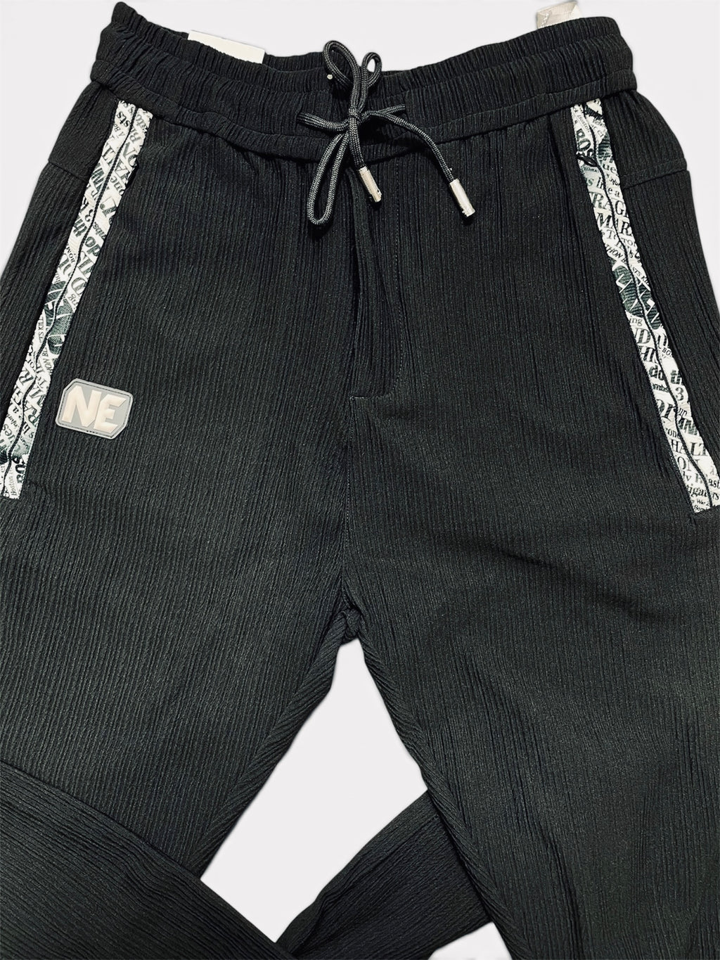 Premium Ribbed Knit Casual Trousers for Men | Comfort Fit Drawstring Pants