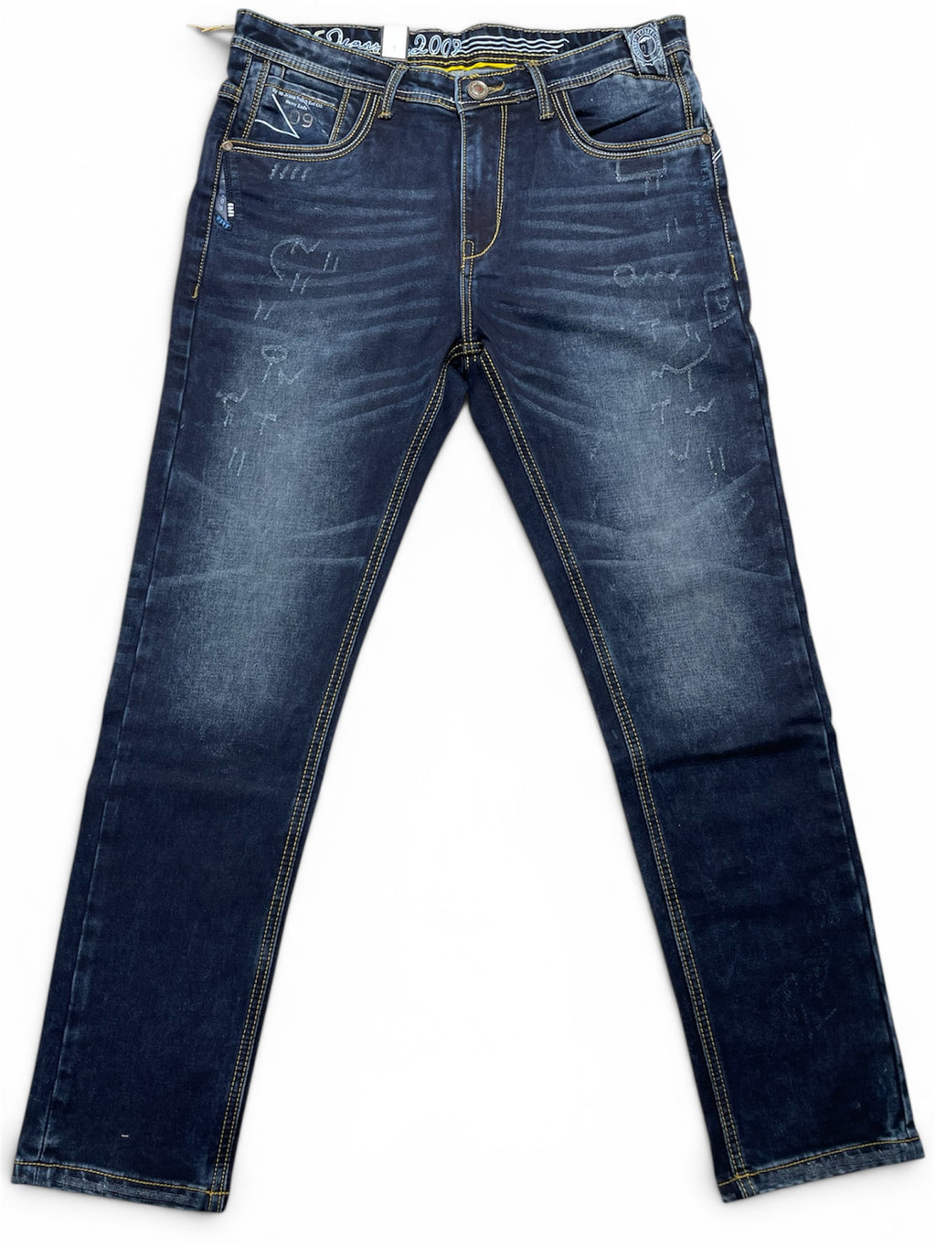 UNDERWORLD Men’s Dark Indigo Slim Fit Stretch Denim Jeans | Premium Washed Casual Jeans