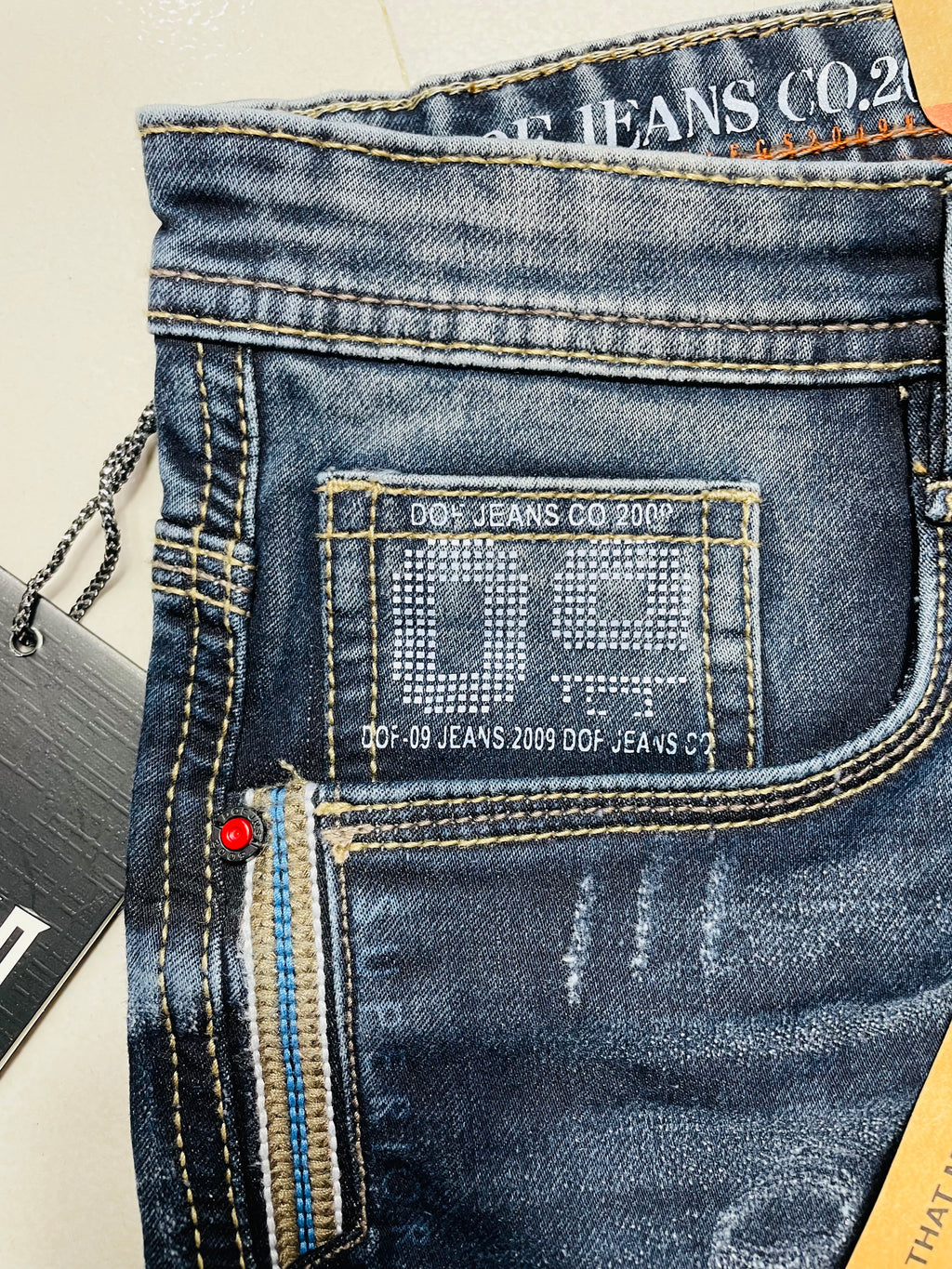 DOF Underworld Premium Stone Wash Slim Fit Denim Jeans for Men – Dark Blue