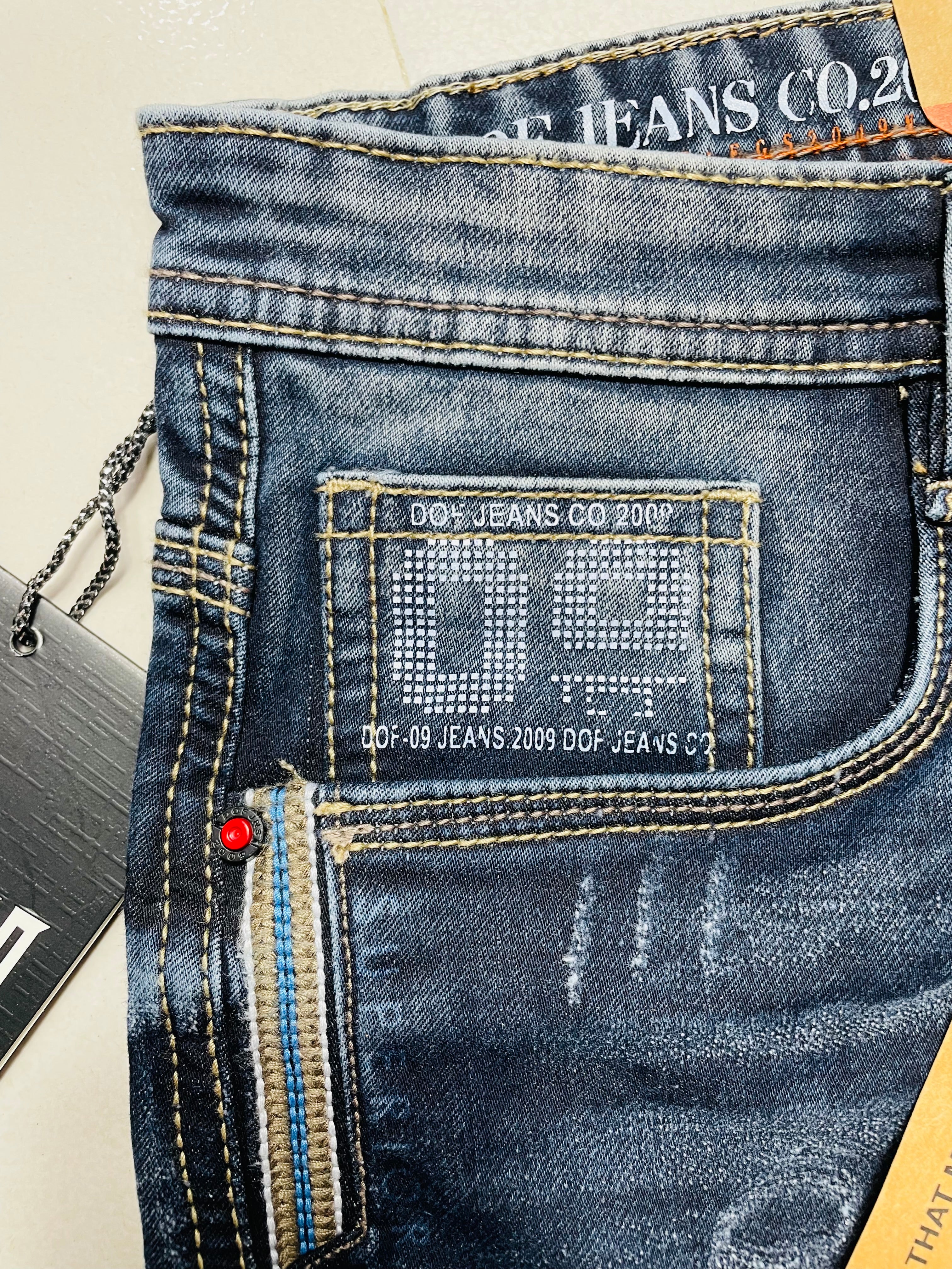 DOF Underworld Premium Stone Wash Slim Fit Denim Jeans for Men – Dark Blue