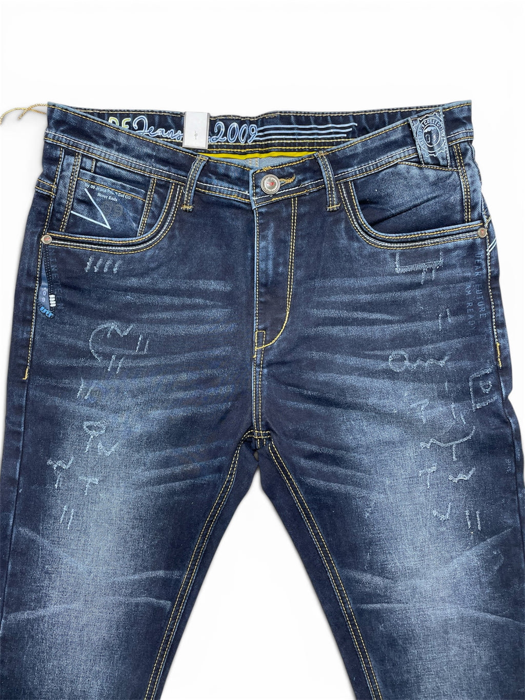 UNDERWORLD Men’s Dark Indigo Slim Fit Stretch Denim Jeans | Premium Washed Casual Jeans
