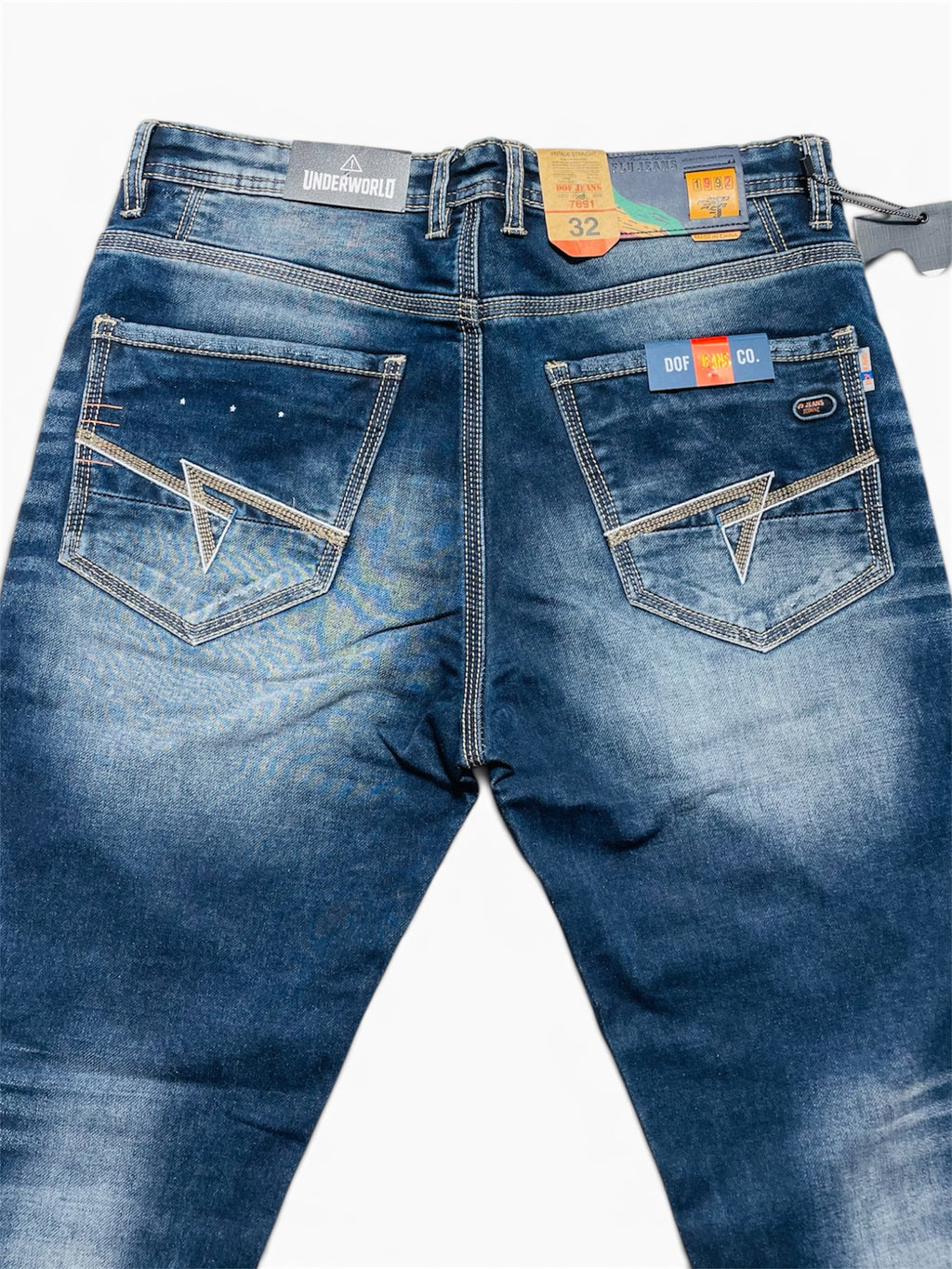 DOF Underworld Premium Stone Wash Slim Fit Denim Jeans for Men – Dark Blue
