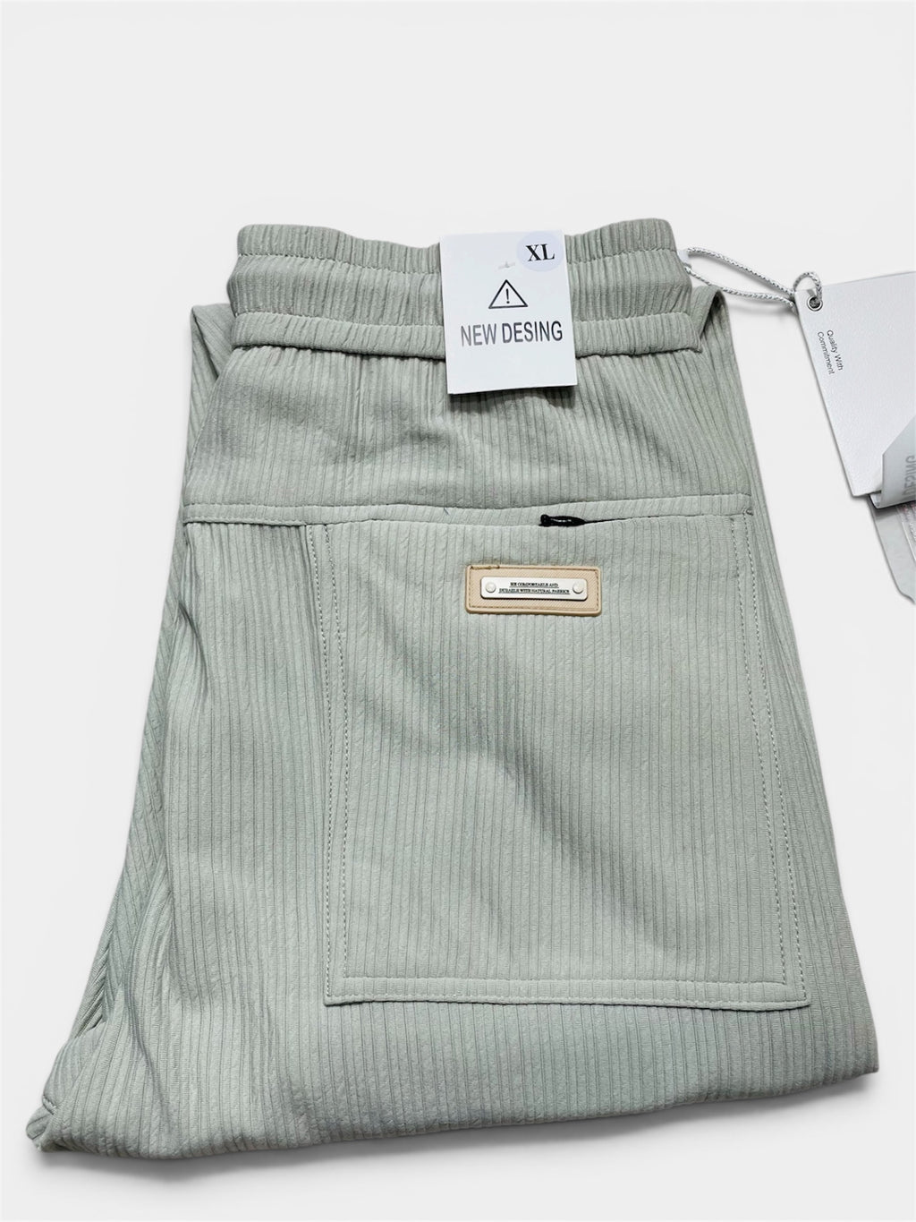 Premium Ribbed Knit Casual Trousers for Men | Comfort Fit Drawstring Pants