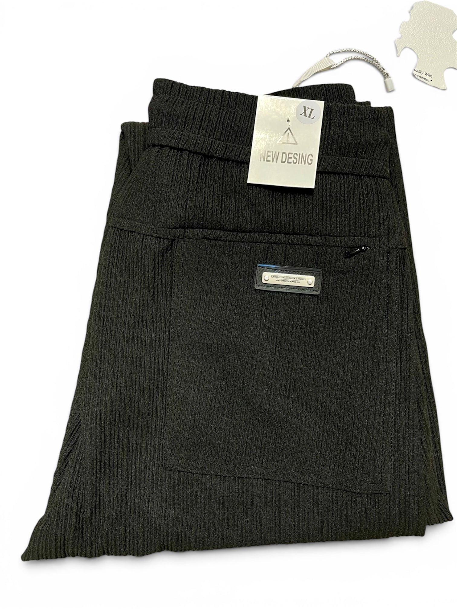 Premium Ribbed Knit Casual Trousers for Men | Comfort Fit Drawstring Pants