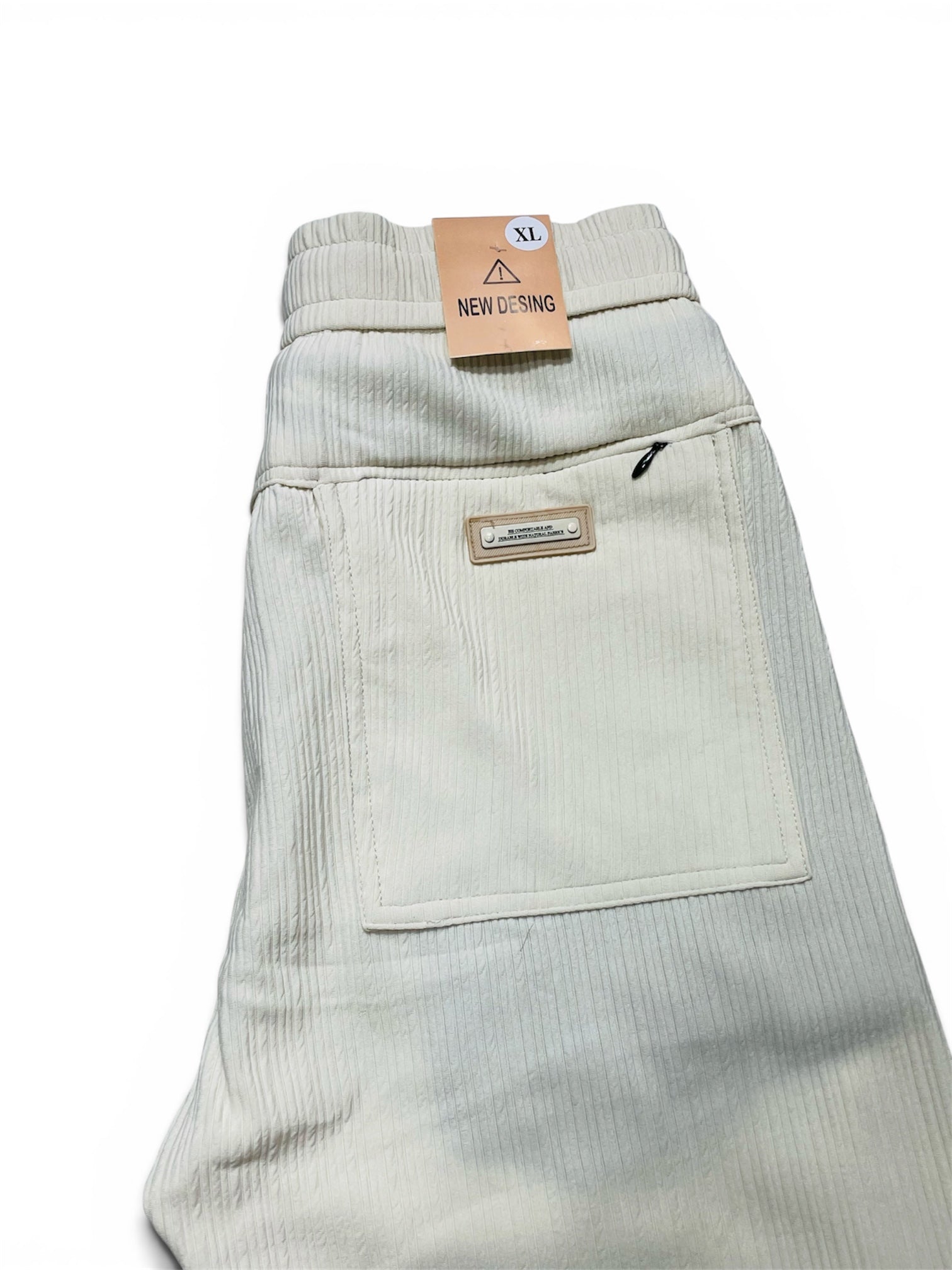 Premium Ribbed Knit Casual Trousers for Men | Comfort Fit Drawstring Pants