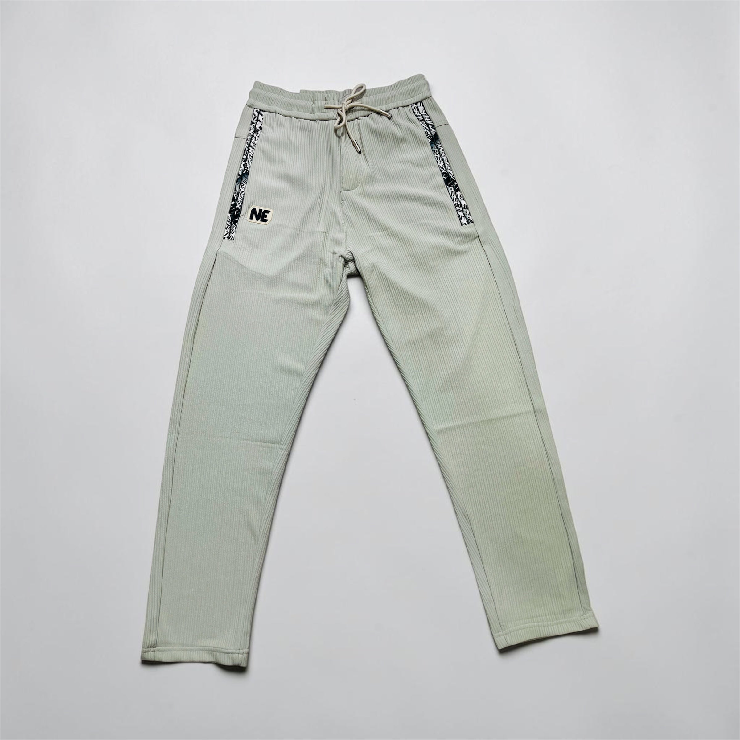 Premium Ribbed Knit Casual Trousers for Men | Comfort Fit Drawstring Pants