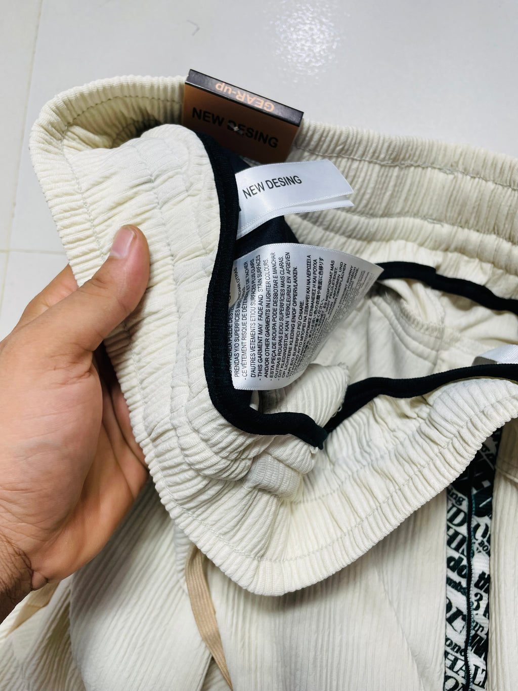 Premium Ribbed Knit Casual Trousers for Men | Comfort Fit Drawstring Pants