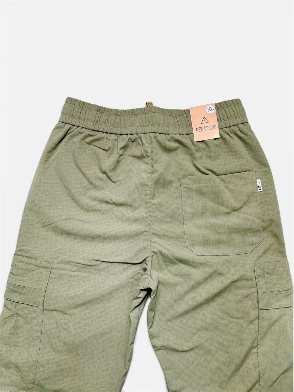 Premium Olive Wide Leg Zip Pocket Cargo Pants for Men | Relaxed Fit Utility Trousers