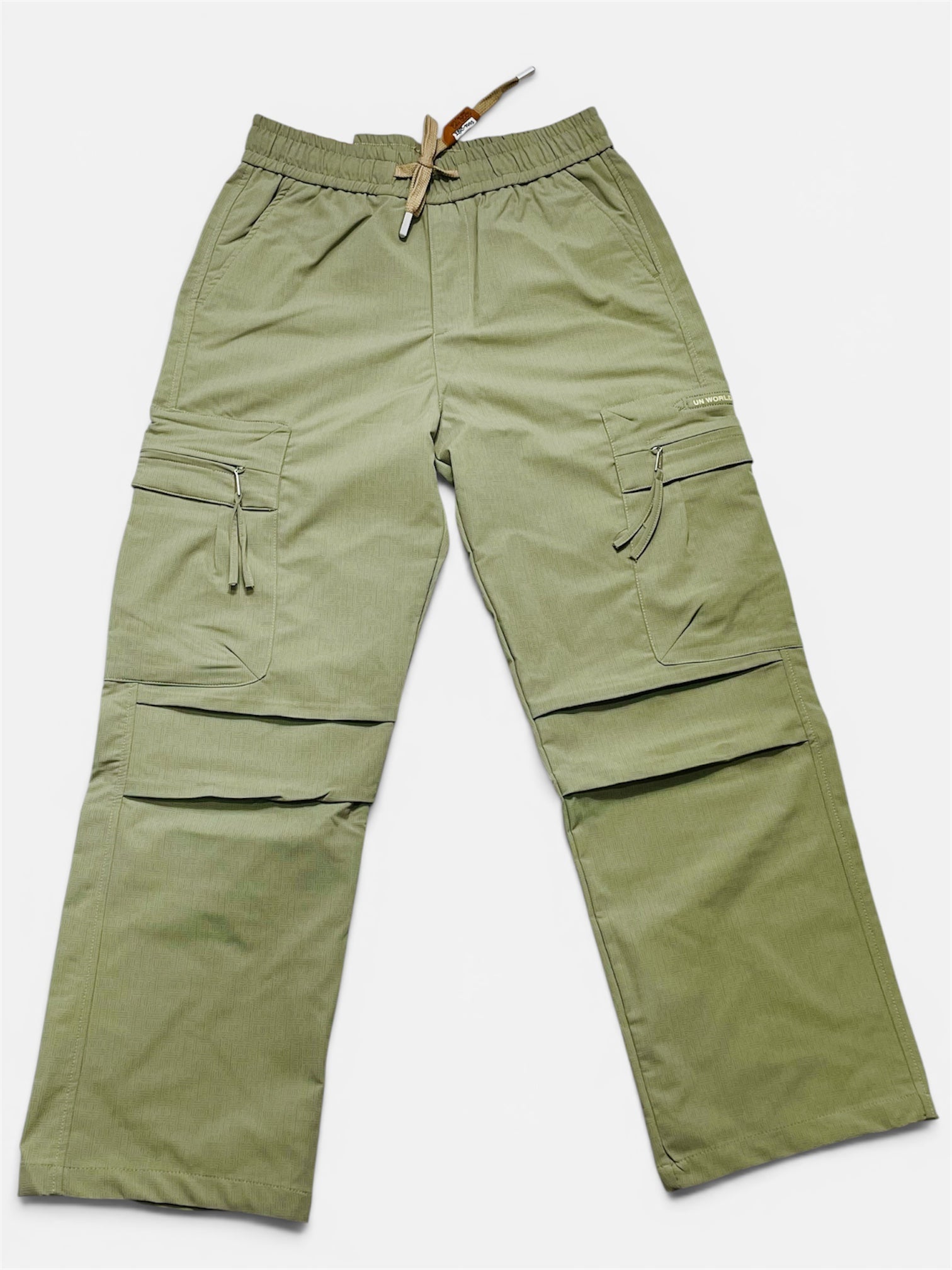 Premium Olive Wide Leg Zip Pocket Cargo Pants for Men | Relaxed Fit Utility Trousers