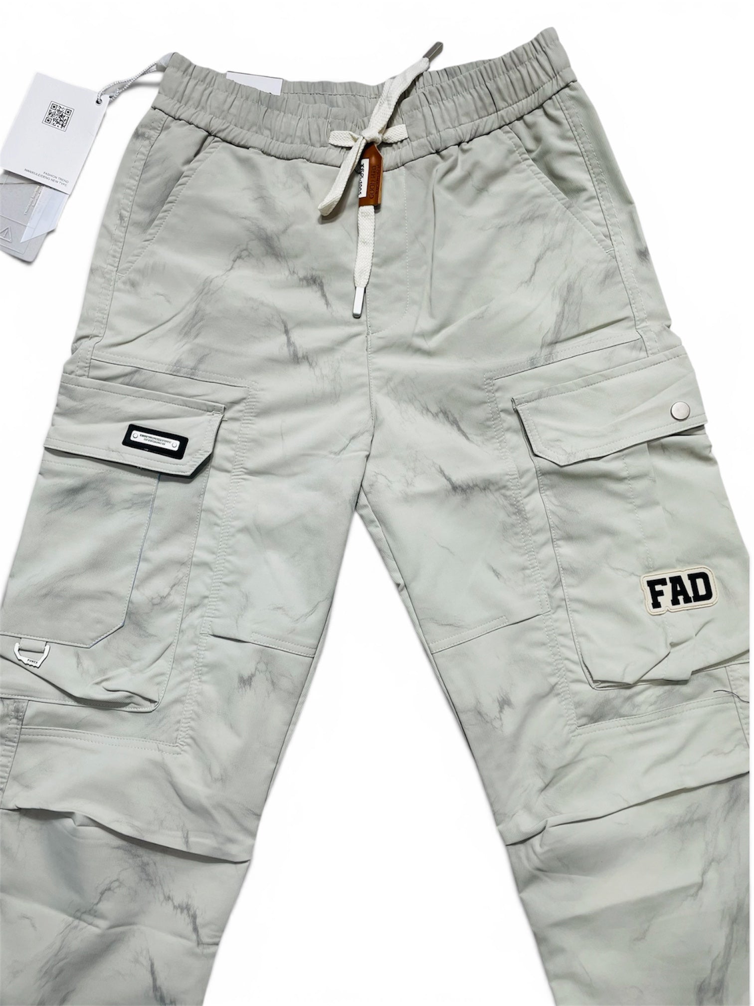 Premium Marble Wash Wide Leg Cargo Pants for Men | 6 Pocket Utility Trousers